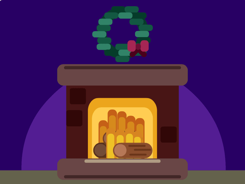 fireplace illustration where the flames animate
