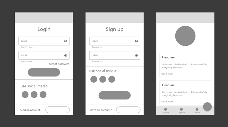 login signup and welcome layouts